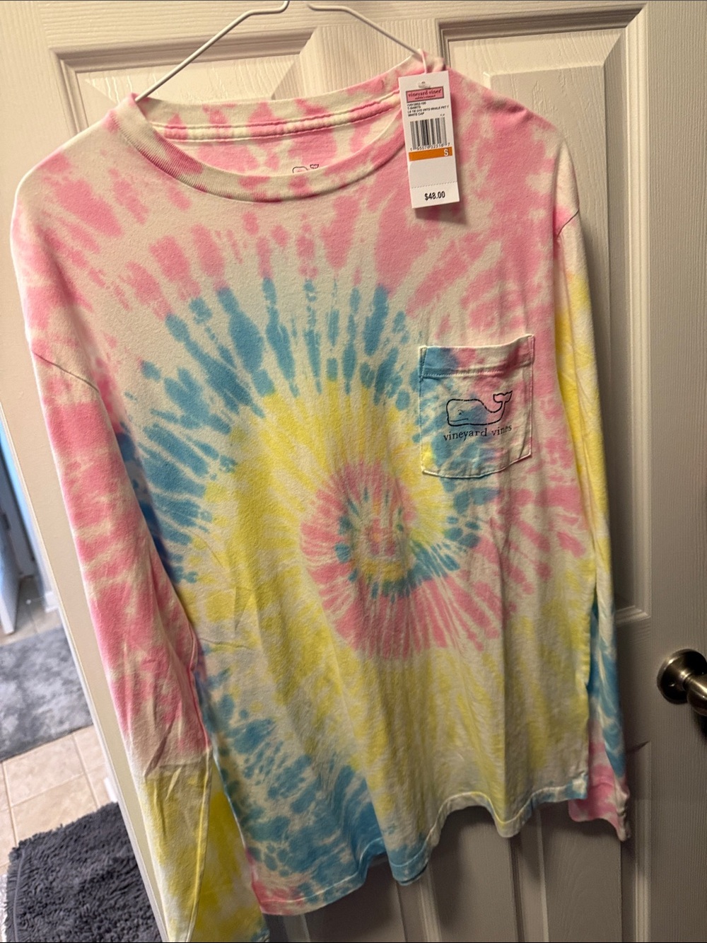 Vineyard Vines Men's small Tie-Dye Long Sleeve Tee — Pink Blue Yellow - Picture 1 of 3